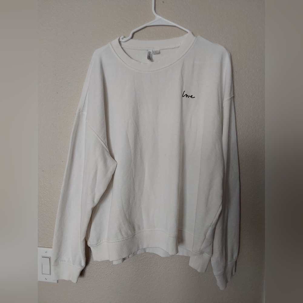H&M DIVIDED TOP, Women's Size XXL White Long Sleeve Top